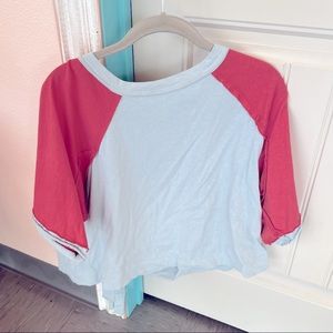 Blue and Pink Open Back Baseball Tee